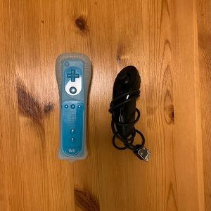 Blue Wii Remote with Black Nunchuck